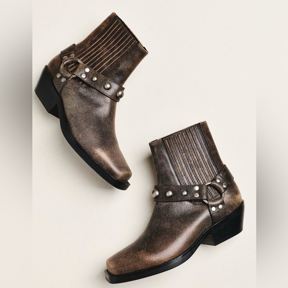 Anthropologie Bibi Lou Moto Ankle Boots - Picture 2 of 4
